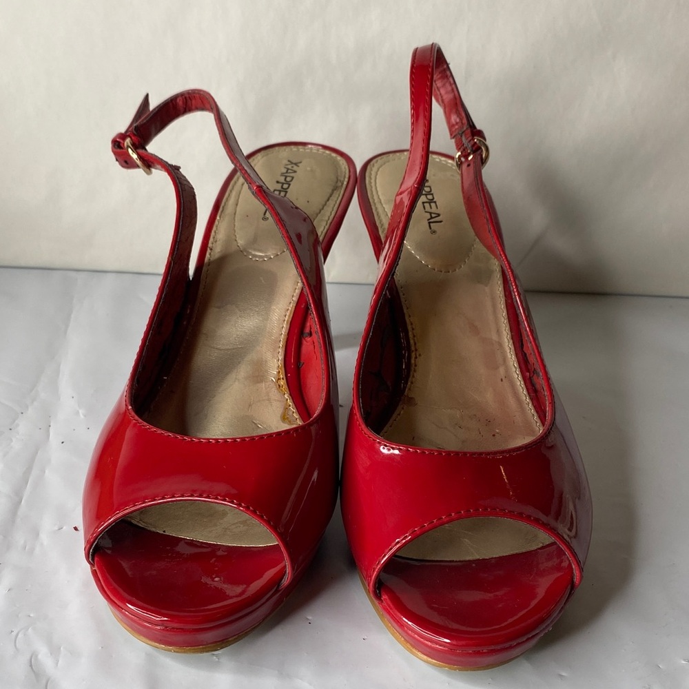 Xappeal Red Patent Slingback Heels